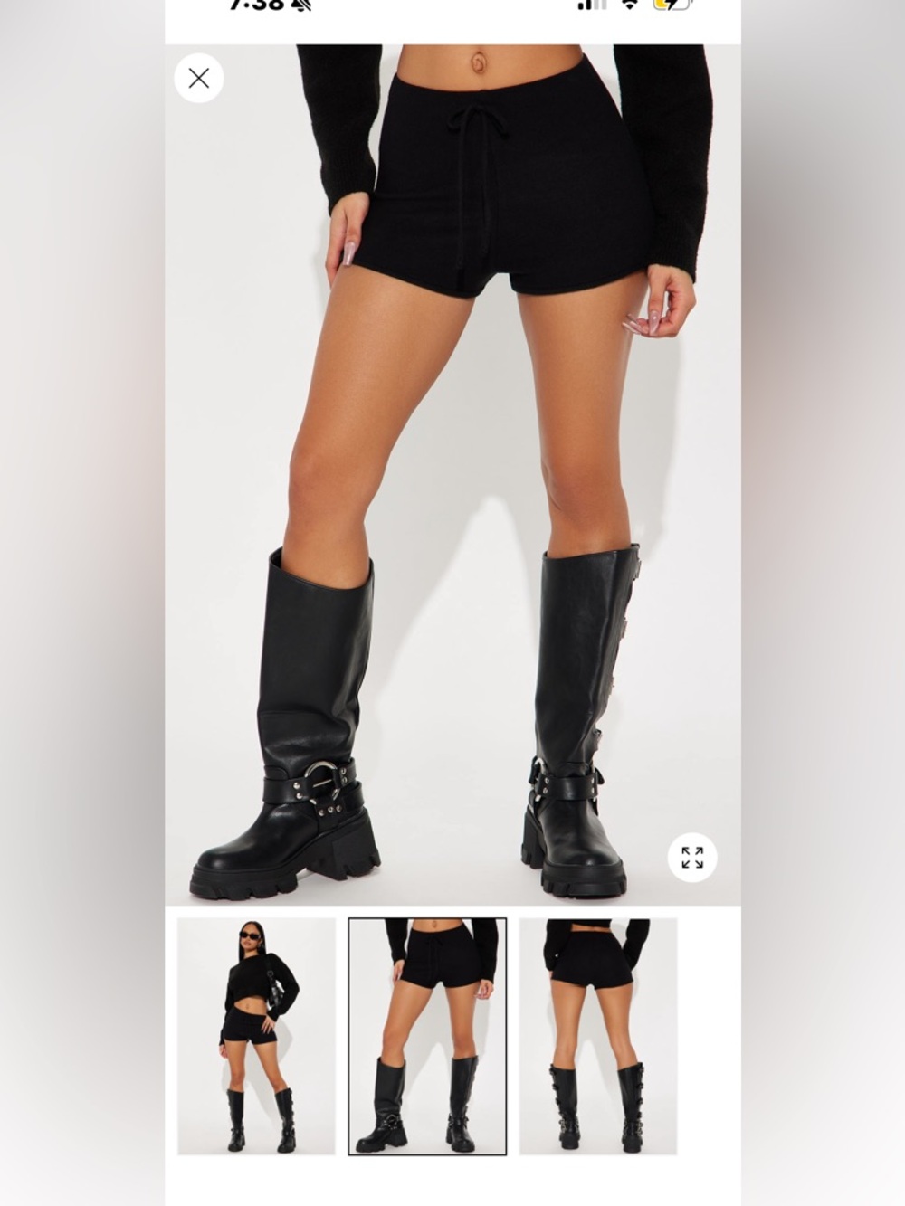 Fashion Nova High Waist Black Knit Micro Shorts - Picture 1 of 7